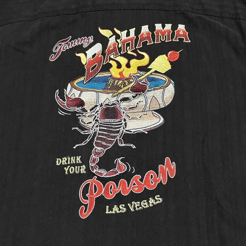 Tommy Bahama Silk Embroidered Button Up Shirt Large Scorpion Poison Las Vegas